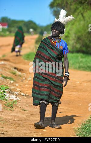 Un uomo di Karimojong a Kotido, Karamoja, Uganda Foto Stock