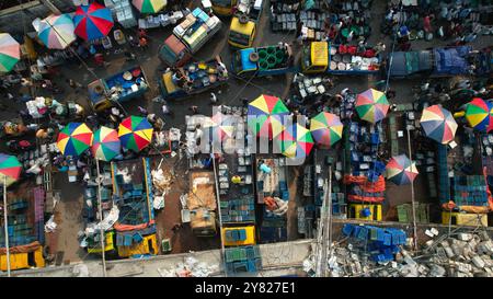 Vista aerea del mercato del pesce, della divisione Chittagong, di Chittagong, Bangladesh Foto Stock
