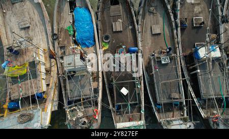 Vista aerea del mercato del pesce, della divisione Chittagong, di Chittagong, Bangladesh Foto Stock