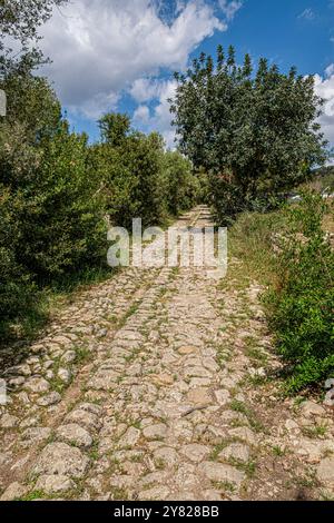 Via Bànyols, Alaró, Maiorca, Isole Baleari, Spagna Foto Stock