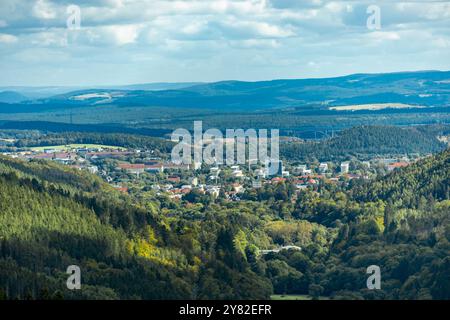 Escursione autunnale attraverso la splendida foresta della Turingia sul Kickelhahn vicino a Ilmenau - Turingia - Germania Foto Stock