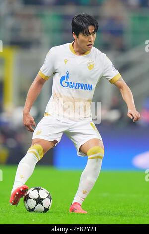 Milano, Italia. 1 ottobre 2024. Red Star's Seol Young-woo durante la partita di calcio della UEFA Champions League tra Inter e FC Crvena allo Stadio San Siro di Milano - martedì 1 ottobre 2024. Sport - calcio . (Foto di Spada/LaPresse) credito: LaPresse/Alamy Live News Foto Stock