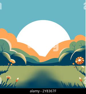 Tramonto su un paesaggio tranquillo Illustrazione Vettoriale