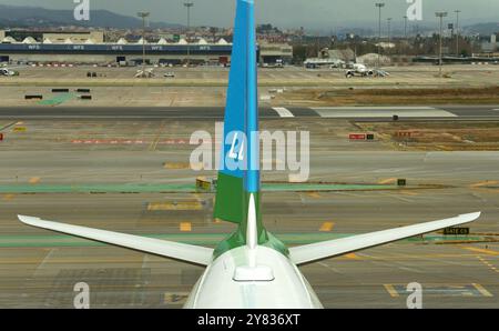 Al campo dell'aeroporto El Prat di Barcellona Foto Stock