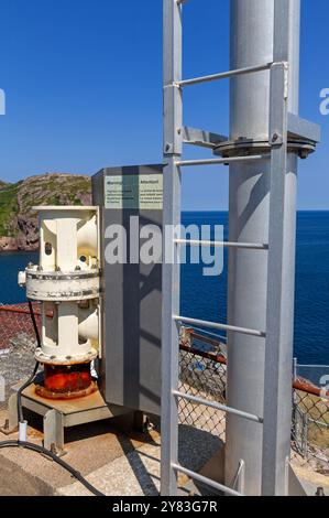 Corno nebbia al faro di Fort Amherst, St. John's, Newfoundland & Labrador, Canada Foto Stock