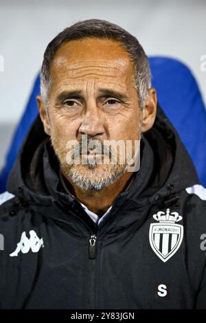 Zagabria, Croazia. 2 ottobre 2024. ZAGABRIA, CROAZIA - 2 OTTOBRE: Monaco Head Coach Adi Hutter durante la fase MD2 della UEFA Champions League 2024/25 tra GNK Dinamo e Monaco al Maksimir Stadion il 2 ottobre 2024 a Zagabria, Croazia. Foto: Marko Lukunic/PIXSELL credito: Pixsell/Alamy Live News Foto Stock