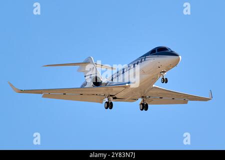 Palm Springs, California, Stati Uniti. 28 settembre 2024. Un jet Gulfstream G280 atterra a Palm Springs. (Credit Image: © Ian L. Sitren/ZUMA Press Wire) SOLO PER USO EDITORIALE! Non per USO commerciale! Foto Stock