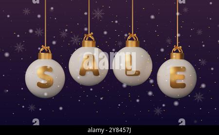 Poster degli sconti natalizi. Illustrazione 3D. Foto Stock