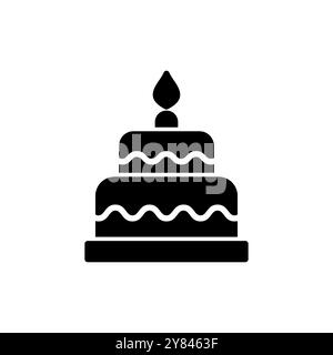 Vettore icona torta. Segno e simbolo della torta. Icona torta di compleanno Illustrazione Vettoriale