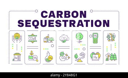 Concetto di parola per sequestro di carbonio isolato sul bianco Illustrazione Vettoriale