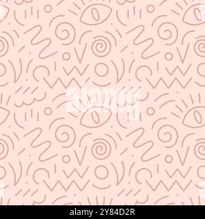 90s squiggle senza cuciture. Modello di forme geometriche astratte. Stile moderno e contemporaneo. Illustrazione alla moda. Illustrazione Vettoriale