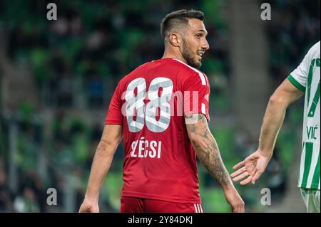 Budapest, Ungheria – 9 ottobre 2022. L'attaccante del Debrecen Mark Szecsi durante la partita di Liga ungherese Ferencvaros contro Debrecen (2-0). Foto Stock