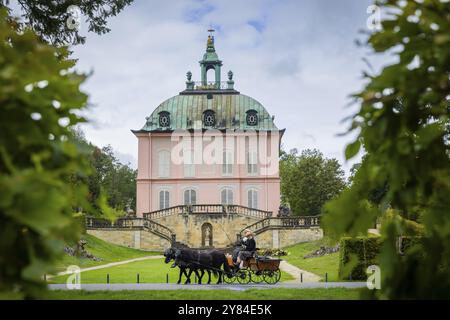 Presentazione e percorso, tutte le carrozze in tensione elegante, popolare evento sportivo di circa 30 km Un evento organizzato da Reit- und Fahrverein M. Foto Stock