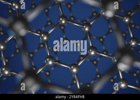 Rappresentazione tridimensionale di una struttura a grafene. illustrazione 3d. Foto Stock