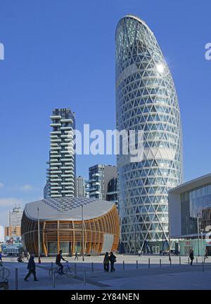 Grattacielo Torre Unipol di Mario Cucinella Architects, IBM Innovation Studio, Torre Solaria, porta nuova, Milano, Lombardia, Italia, Europa Foto Stock