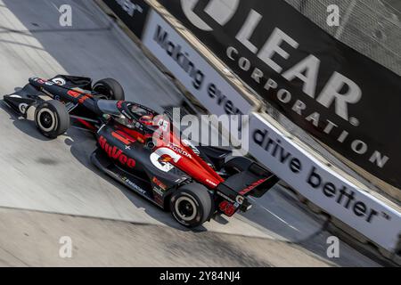 Il pilota di INDYCAR, CHRISTIAN LUNGAARD (45) di Hedensted, Danimarca, viaggia attraverso le curve con la sua Rahal Letterman Lanigan Racing Honda durante una preghiera Foto Stock