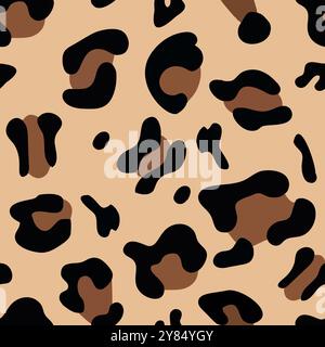 Motivo animalistico senza cuciture. Leopardo, motivo di pelle di ghepardo. Ornamento Wild Predator per tessuti, tessuti, stampe grafiche, sfondi. Piatto vettoriale decorativo Illustrazione Vettoriale