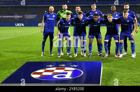 Zagabria, Croazia. 2 ottobre 2024. Zagabria, Croazia, 2 ottobre 2024: Team Dinamo Zagabria durante la fase di UEFA Champions League, League, partita tra Dinamo Zagabria e Monaco allo Stadio Maksimir di Zagabria, Croazia. (Natasa Kupljenik/SPP) credito: SPP Sport Press Photo. /Alamy Live News Foto Stock