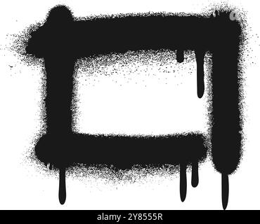 Pennello a inchiostro con cornice quadrata con texture a spruzzo isolata su sfondo bianco Illustrazione Vettoriale