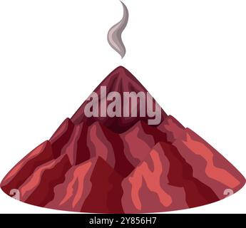 Fumo vulcano. Icona dei cartoni animati sulle rocce calde Illustrazione Vettoriale