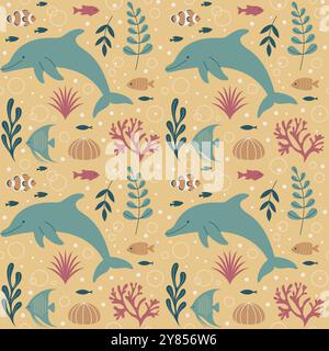 Questa immagine è una ripetizione continua di disegno piatto vettoriale. Illustrazione Vettoriale