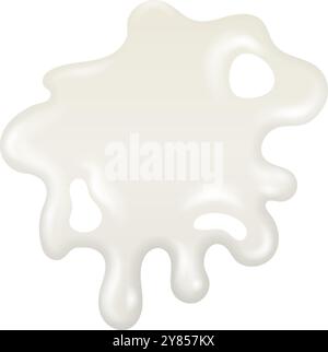 Un'esperienza realistica di yogurt. Macchia goccia di latte. Consistenza casearia Illustrazione Vettoriale