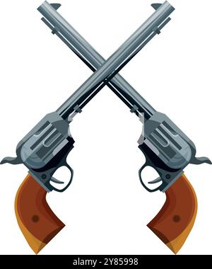 Revolver incrociati. Pistole da cowboy. Icona dei cartoni animati delle pistole Illustrazione Vettoriale