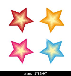 SERIE di 4 stelle utilizzate nelle icone di valutazione della qualità, simboli per i simboli di valutazione Illustrazione Vettoriale