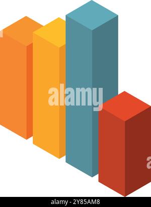Icona isometrica del grafico a colonne. Simbolo dell'infografica aziendale Illustrazione Vettoriale