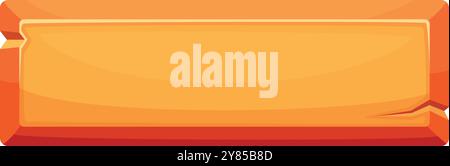 Pulsante di legno per l'interfaccia utente del gioco. Elemento texture cartone animato Illustrazione Vettoriale