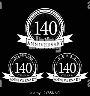 collezioni di logo per il 140° anniversario. Set di modello di logotipo per il 140° anniversario. Vettore e illustrazione. Illustrazione Vettoriale