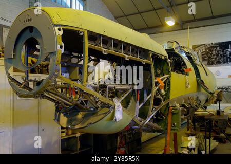 Vickers, Supermarine, Spitfire, LFVC, AR501, in fase di restauro, Shuttleworth, Collection, Biggleswade, Bedford, Inghilterra, Regno Unito, Foto Stock