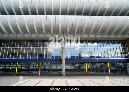 Parcheggio curvo balconi di Preston alla stazione degli autobus, Lancashire, Inghilterra, Regno Unito Foto Stock