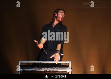 Il frontman dei redattori Tom Smith allo Sziget Festival di Budapest l'11 agosto 2024 Foto Stock