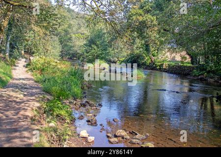 Fiume Aven e pista sterrata vicino a Pont-Aven. Foto Stock