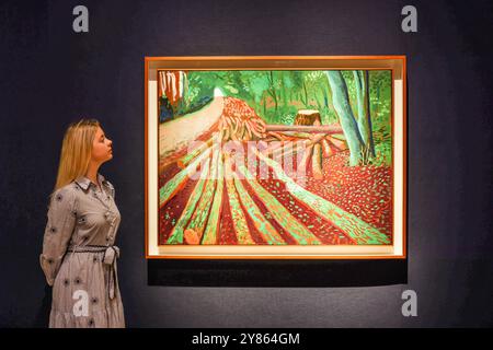 Christies Londra, Regno Unito. 3 ottobre 2024. David Hockney More Woldgate Timber, 13 ottobre Est £3.800.000-5.500.000.Paul Quezada Neiman/Alamy Live News Foto Stock