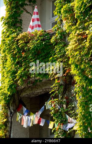 Green Balconers Kreuzberg Berlino Germania Evergreen Plants Apartments Residential Houses Foto Stock
