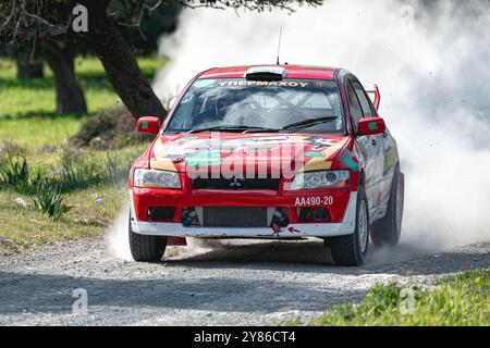 Anogyra, Cipro - 29 gennaio 2023: Mitsubishi Lancer Evo VII all'Anogyra Rally Sprint 2023 Foto Stock