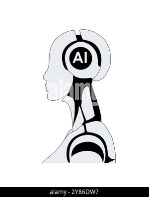 Robot umanoide, bot. Vettore AI Concept ilosated Illustrazione Vettoriale