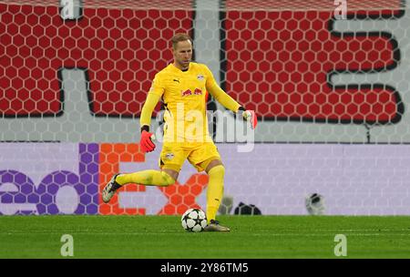 Lipsia, Germania. 2 ottobre 2024. Peter Gulacsi di Lipsia durante la Champions League - partita MD2 tra RB Leipzig - Juventus alla Red Bull Arena di Lipsia, Germania. Crediti: Ulrik Pedersen/Alamy Foto Stock