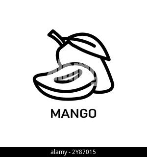 Modello di disegno vettoriale icona mango su sfondo bianco Illustrazione Vettoriale