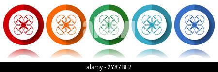 Drone, icone vettoriali copter, set di icone piatte per la progettazione di logo, webdesign e applicazioni mobili, collezione di pulsanti Web colorati in eps 10 Illustrazione Vettoriale