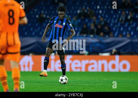 GELSENKIRCHEN, GERMANIA - 2 OTTOBRE 2024: Odilon Kossounou, partita di UEFA Champions League tra FC Shakhtar Donetsk e Atalanta BC Bergamo alla Veltins Arena Foto Stock