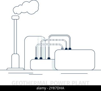 Centrale geotermica. Icona del generatore di energia rinnovabile Illustrazione Vettoriale