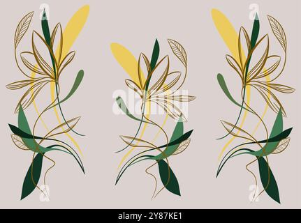 La composizione complessiva è bilanciata e visivamente accattivante, il che la rende adatta per varie applicazioni di design degli interni Illustrazione Vettoriale