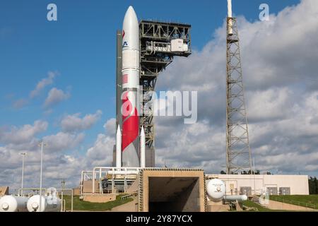 Cape Canaveral, Stati Uniti. 3 ottobre 2024. Il volo di prova Vulcan ULA United Launch Alliance Cert-2 è pronto per il 4 ottobre, dalle 6:00 alle 9:00, tentativo di lancio su SLC-41 Cape Canavera, contea di Brevard, Florida, USA. (Foto di Scott Schilke/SipaUSA) credito: SIPA USA/Alamy Live News Foto Stock