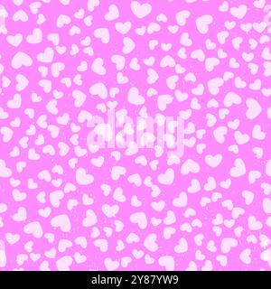 Motivo senza cuciture con cuori rosa e texture grunge Illustrazione Vettoriale