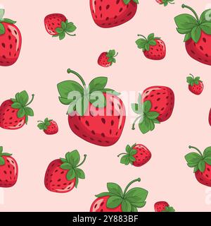 Fragole. Motivo senza cuciture con fragole. Fantasia infinita con i frutti di bosco Illustrazione Vettoriale