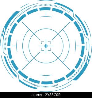 Obiettivo Cyber Focus. gui rotonda del pannello virtuale isolata su sfondo bianco Illustrazione Vettoriale