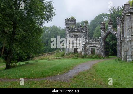 Abbandonato Ballysaggartmore Lodge, rovine storiche vicino a Lismore nella campagna irlandese Foto Stock